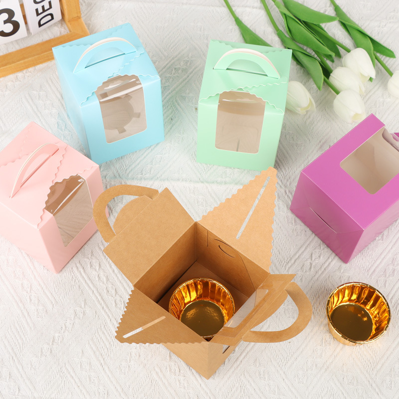 1 A portable window cupcake packaging box Ma Fen box egg tart box baking dessert packaging box