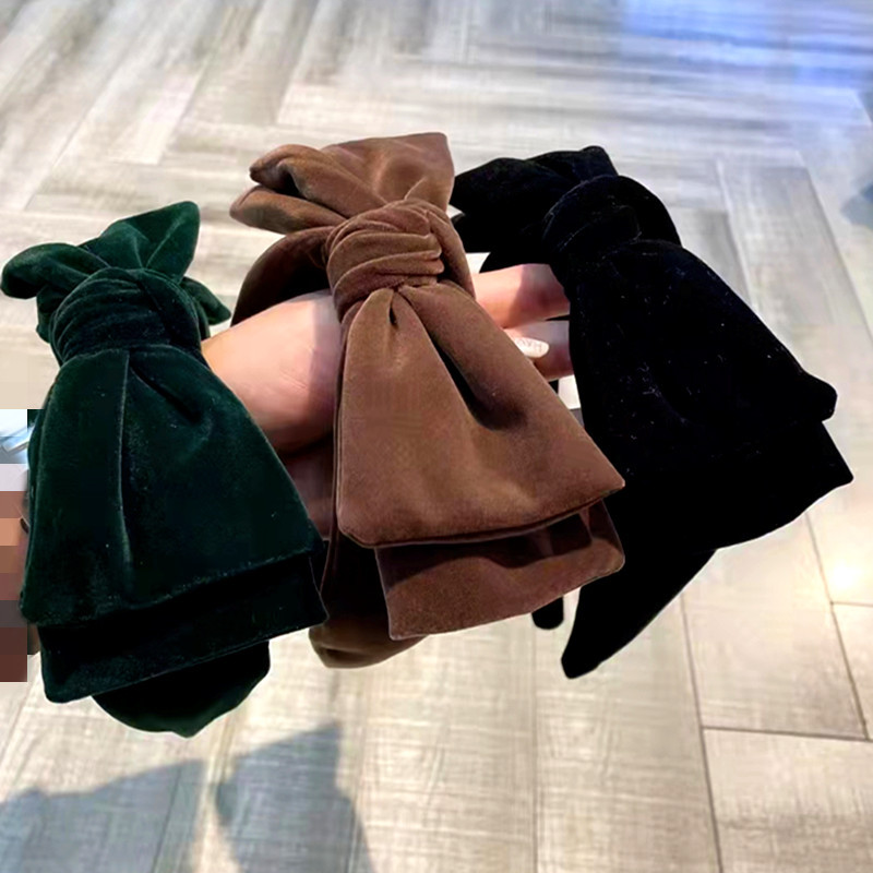 Autumn and Winter New Flannelette Big Bow Headband Star Liu Tao Same Style Hair Accessories Wide-brim Non-slip Headband Women's Press Hair