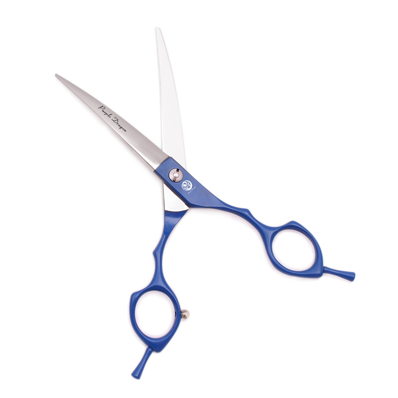 Purple Dragon professional color pet beauty scissors 6.5/7.0-inch curler double-use lower curved scissors dog hair trimming scissors