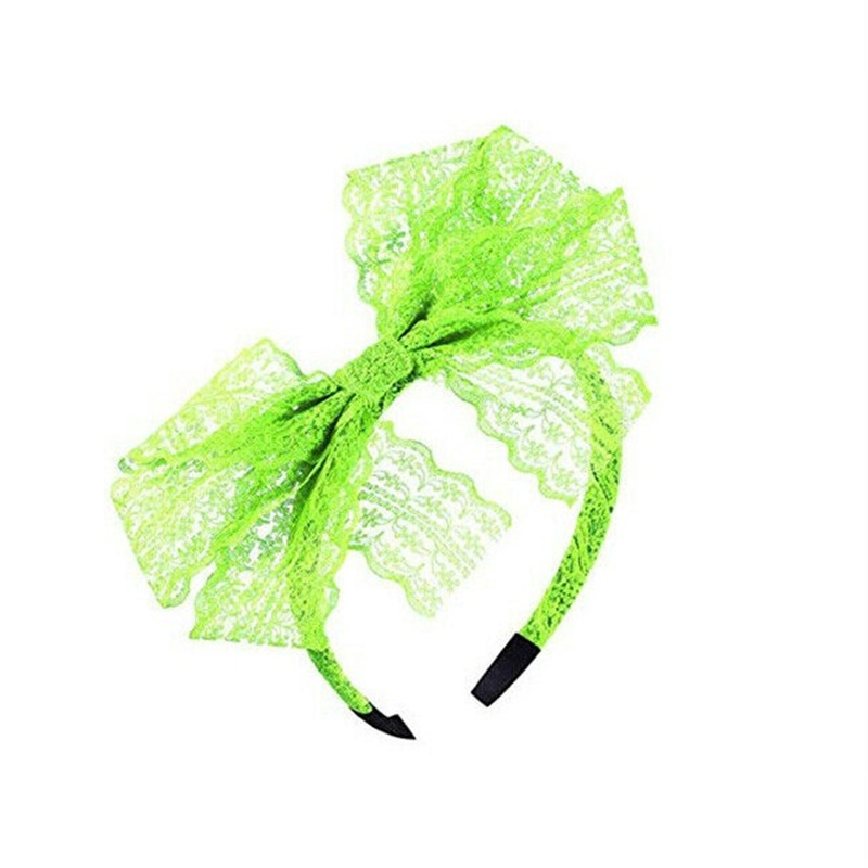 Cross-border Amazon Hot Sale Ladies 1980s Party Accessories Retro Lace Bow Head Hoop Head Buckle Head