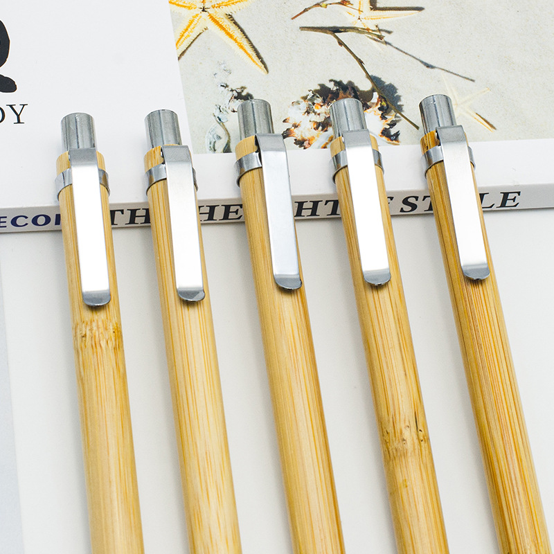 Press bamboo touch screen pen wholesale bamboo capacitor advertising ballpoint pen laser logo creative stationery wholesale