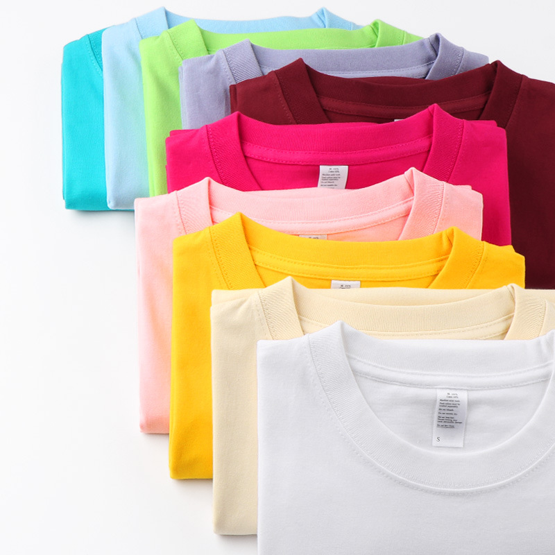 250g heavy long staple cotton two white cotton small neckline men's and women's short sleeve T-shirt tide solid color men's wholesale