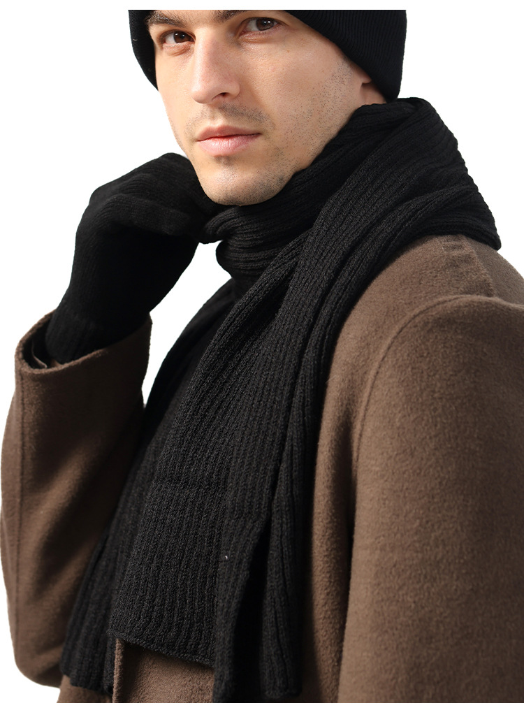 New Winter Korean Style Solid Color Imitation Cashmere Scarf Men's Scarf Korean Style Simple Men's Warm Thickened Wool Scarf