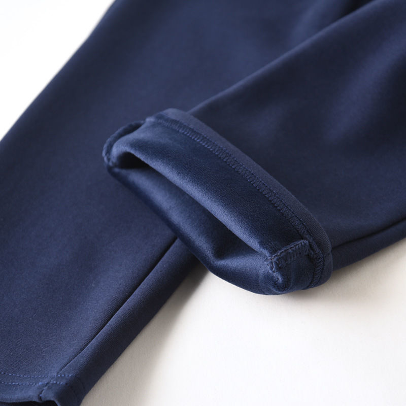 Children's sports pants dark blue navy blue straight tube plus velvet winter primary and secondary school uniform navy blue autumn school uniform pants