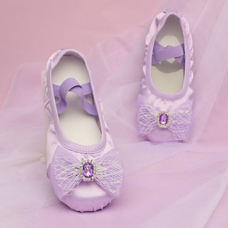 New children's dance shoes girls' practice ballet body performance dancing soft bottom cute bow accessories 8071