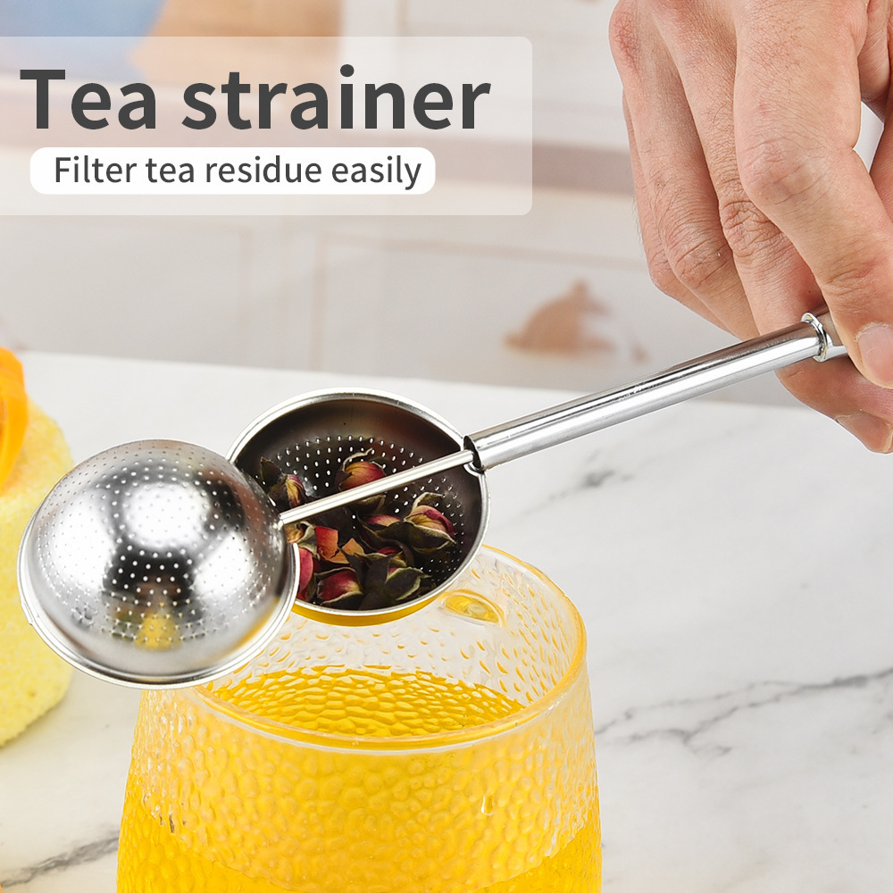 Spot round ball telescopic half full leak filter tea 304 stainless steel pipe shaped tea filter bubble tea ball