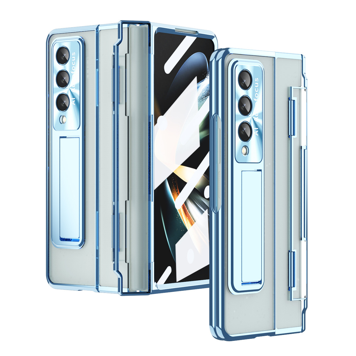 Samsung Z Fold5 Phone Case FOLD4 Smooth Hinge Folding Protection Cover W22 Electroplated Lens Film Leather Case Compatible