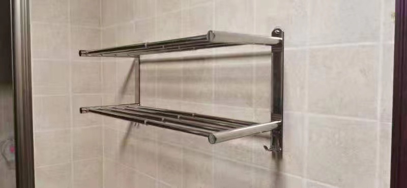 Stainless Steel Retractable Towel Bar 43-78cm Double Layer Storage Rack Wall Hanging Retractable Towel Rack Bath Towel Rack