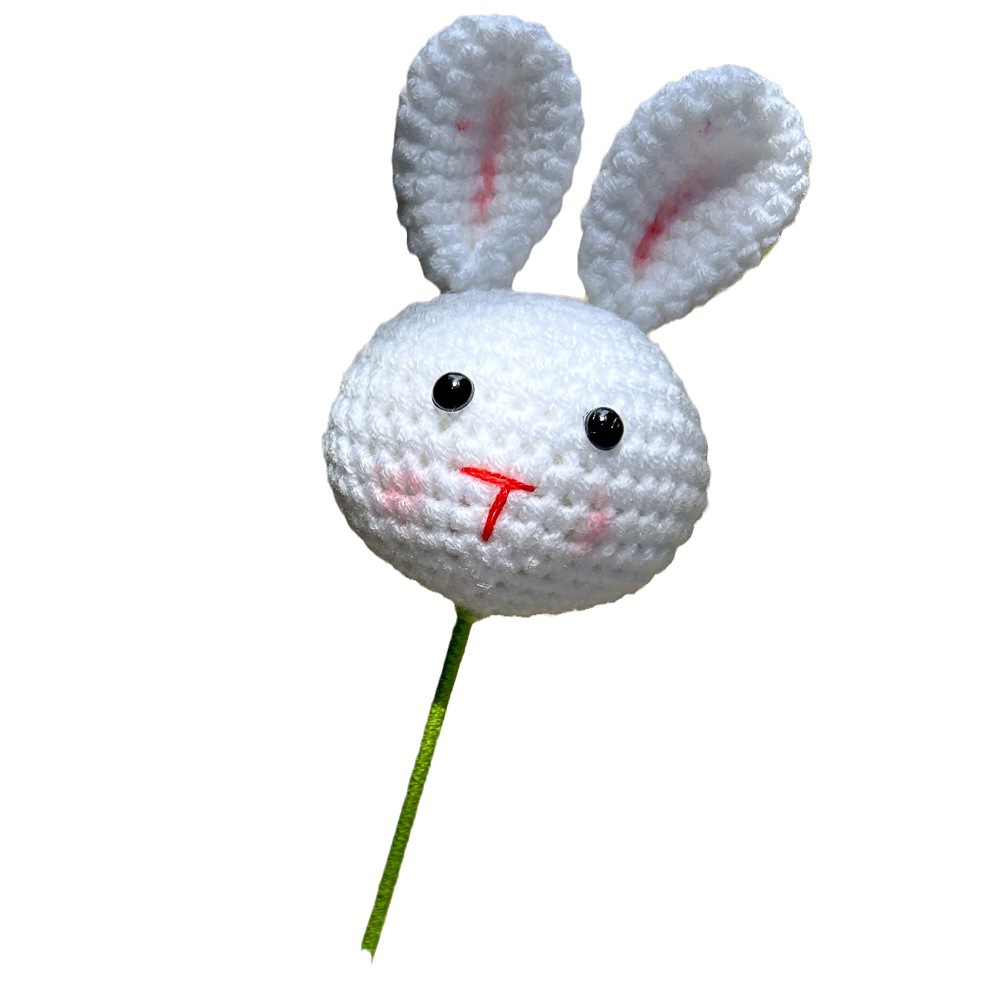 Wool handmade rabbit finished crochet crochet bouquet stall wholesale graduation gift to send girlfriends creative eternal flowers