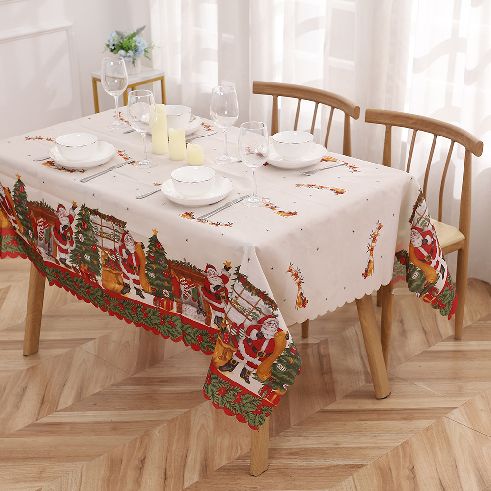 New Christmas decoration polyester Christmas tablecloth dining table coffee table printed tablecloth Christmas venue decoration props