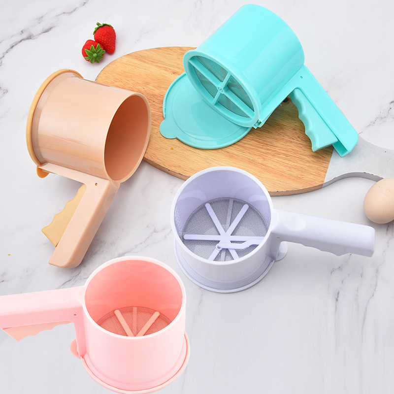 Factory direct sales semi-automatic flour sieve baking tools manual powder sieve household handheld flour sieve filter
