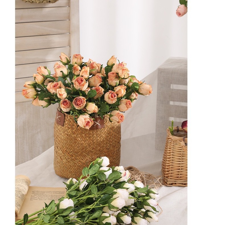 Pastoral style retro 7 head burnt edge rose roasted edge rose explosions simulation flower photo props factory direct cross-border