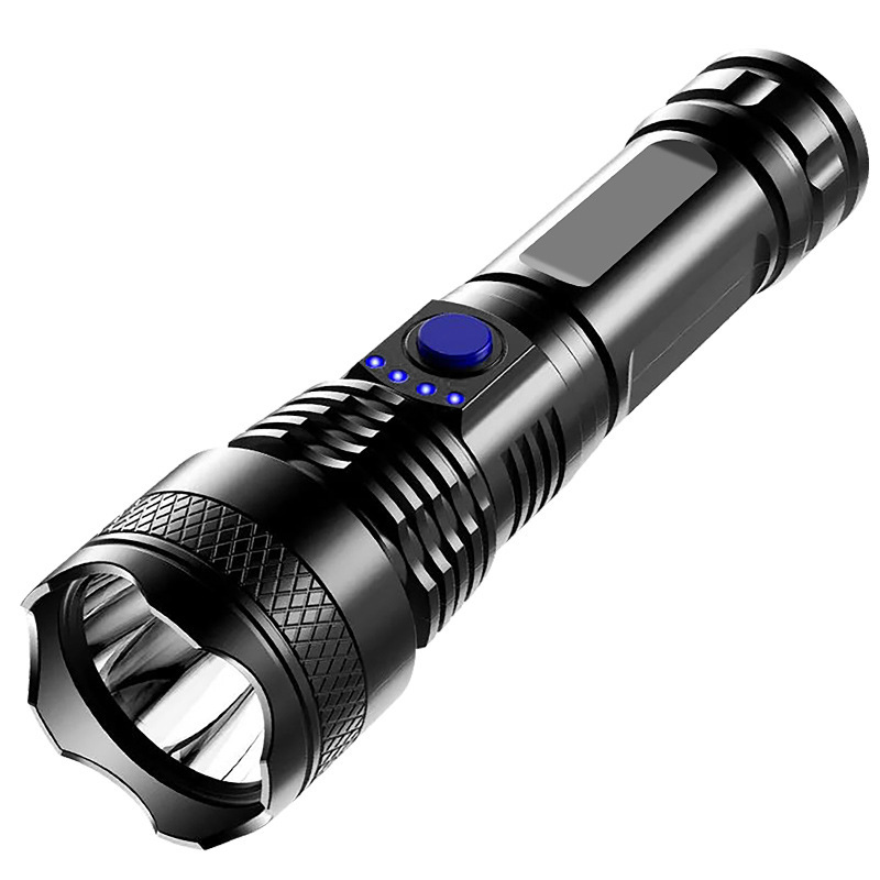 Cross-border ABS flashlight USB charging power display home outdoor portable night fishing camping strong flashlight