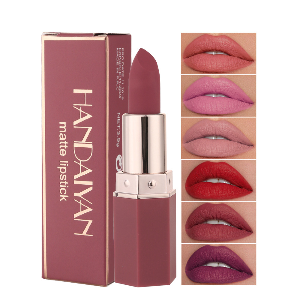 Cross-border makeup hot products HANDAIYAN Han Daiyan Amazon hot sale 6-color matte moisturizing lipstick wholesale