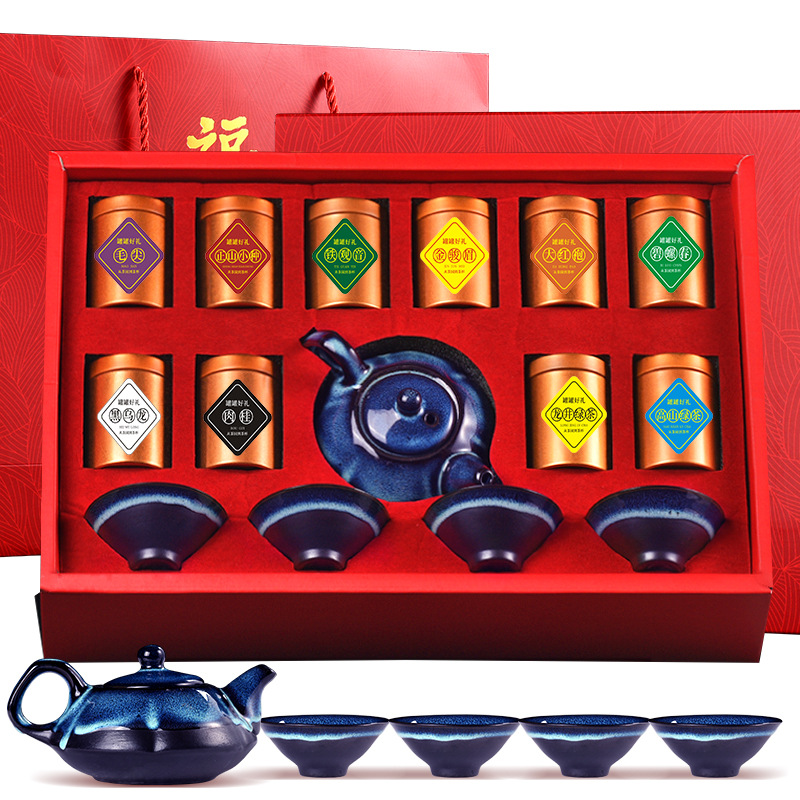 Tiktok Kuaishou live streaming black tea green tea Oolong tea Top Ten tea combination tea with tea set gift box