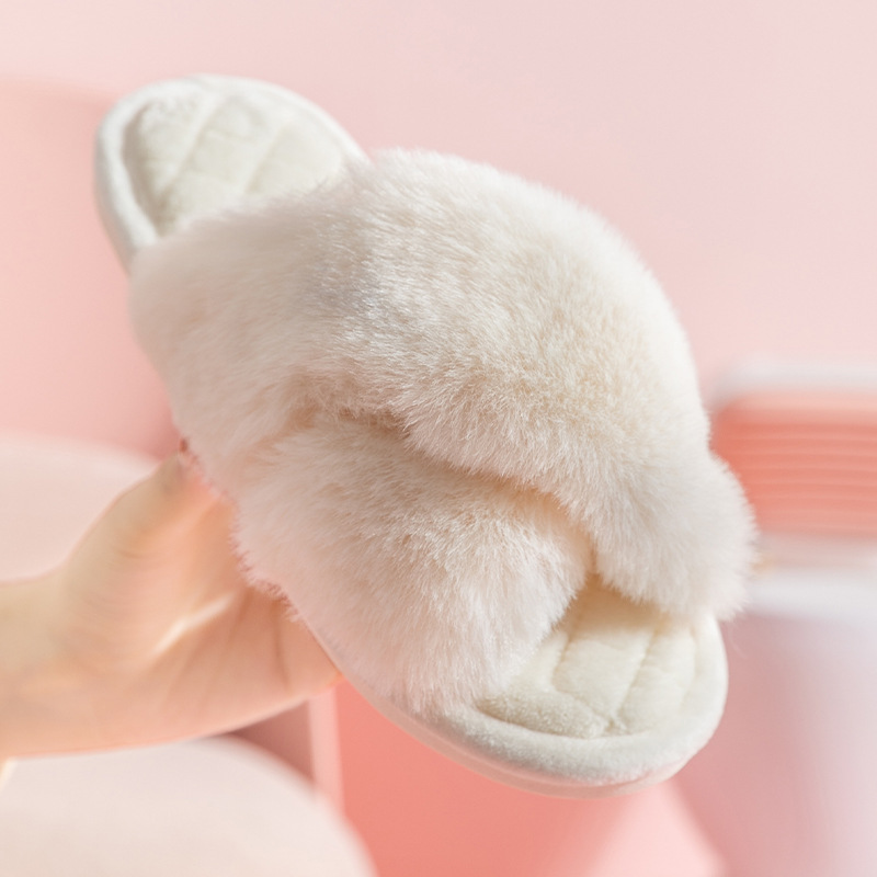 Cross-border Amazon PVC winter slippers plush cross-floor cotton slippers indoor home warm plush slippers