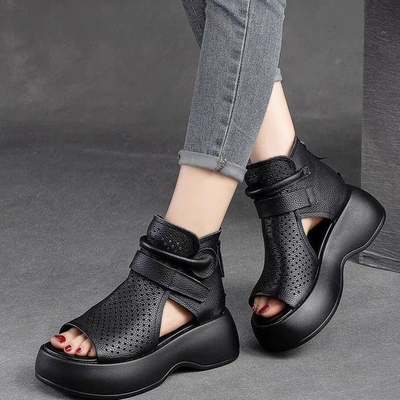 black platform sandals