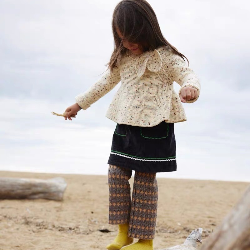 !Girl's Sweater 23 Autumn/Winter MP High-End Holiday Edition Children's Bow Tie Hooded Knit Suit