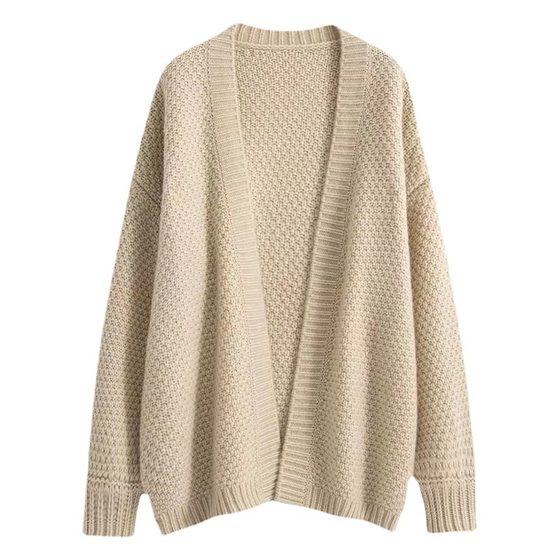 Autumn and Winter New 2022 Sweater Knitted Cardigan Women's Thick Line Knitted Loose Lazy French Retro Mid-length Jacket