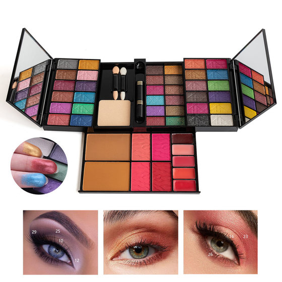 New GLAZZI24 color eye shadow 4 color blush 4 Color Lip Glaze 2 color powder cake cotton Brush Mascara makeup suit