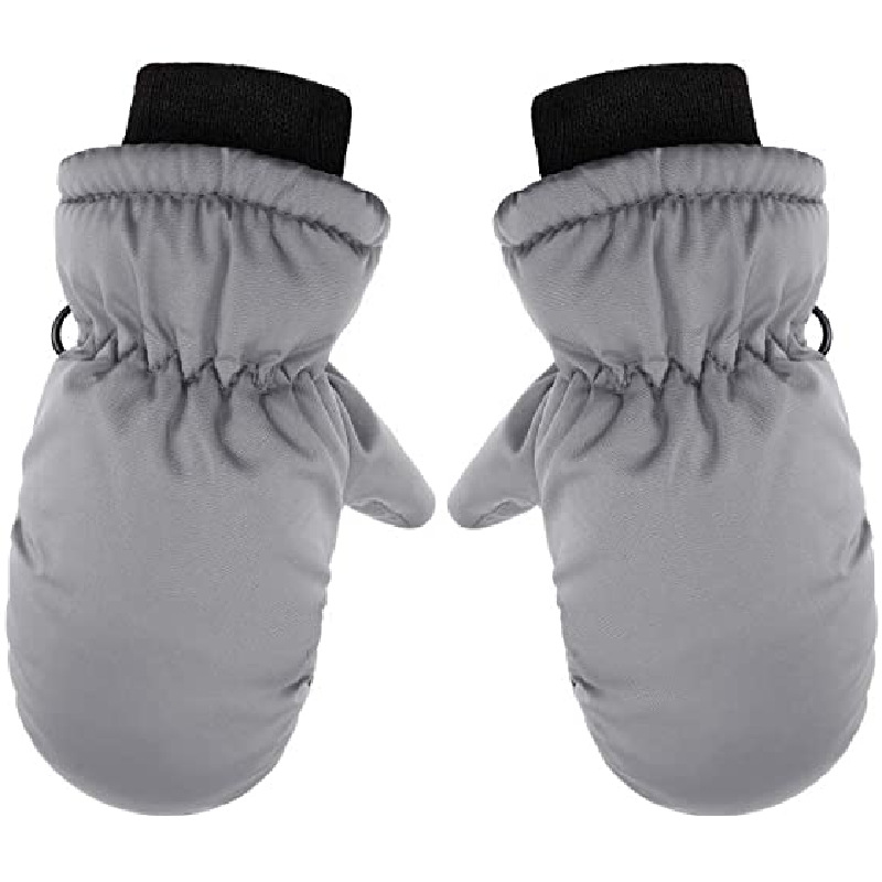 Children's winter new solid color children's warm thickened ski gloves windproof waterproof anti-slip short mouth Lukou gloves