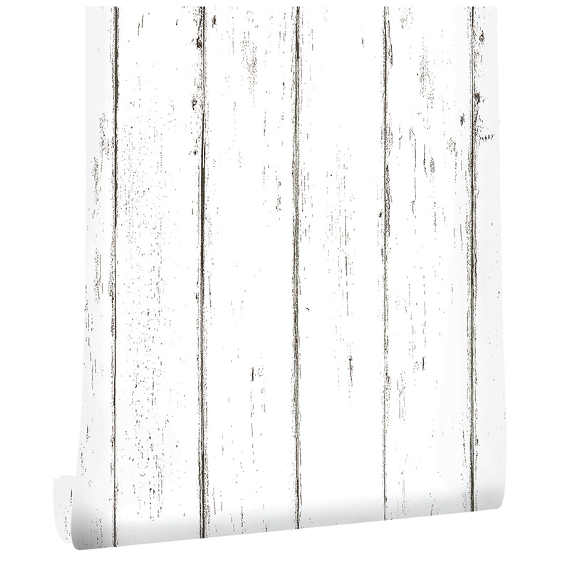 10 m Desktop Sticker White Wood Grain Vertical Stripe Wallpaper Self-adhesive Waterproof Wardrobe Furniture Wall Background Wall Renovation
