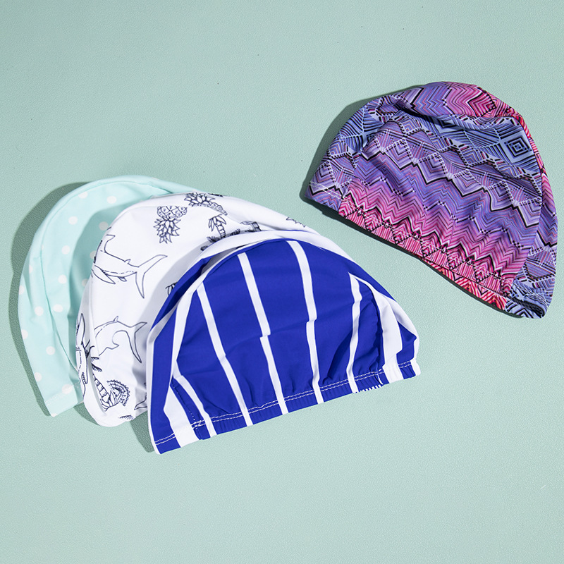 Polyester cloth swimming cap high stretch adult universal color independent packaging cardboard hot spring swimming cap