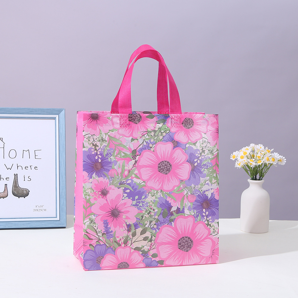 Takeaway waterproof bag wholesale non-woven handbag spot printed packaging bag can be fixed film gift bag