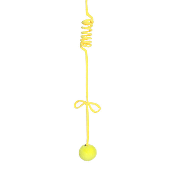 New spring rabbit fur ball cat stick retractable elastic rope cat toy self-reliving hanging cat toy