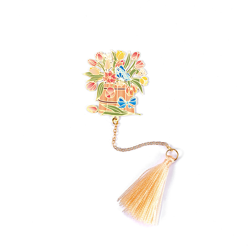 Metal Bookmark Creative mini Flower Series Bookmark Brass Tassel Teachers' Day Gift Graduation Season Wenchuang