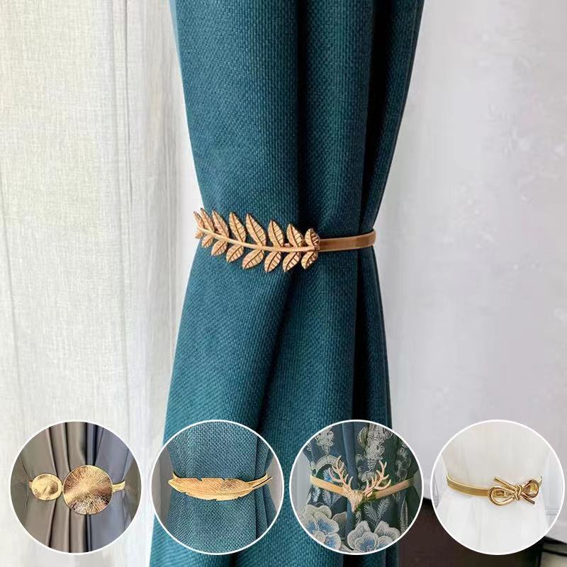 European-style modern simple antler metal curtain strap Pearl Spring soft strap elastic creative hook curtain buckle