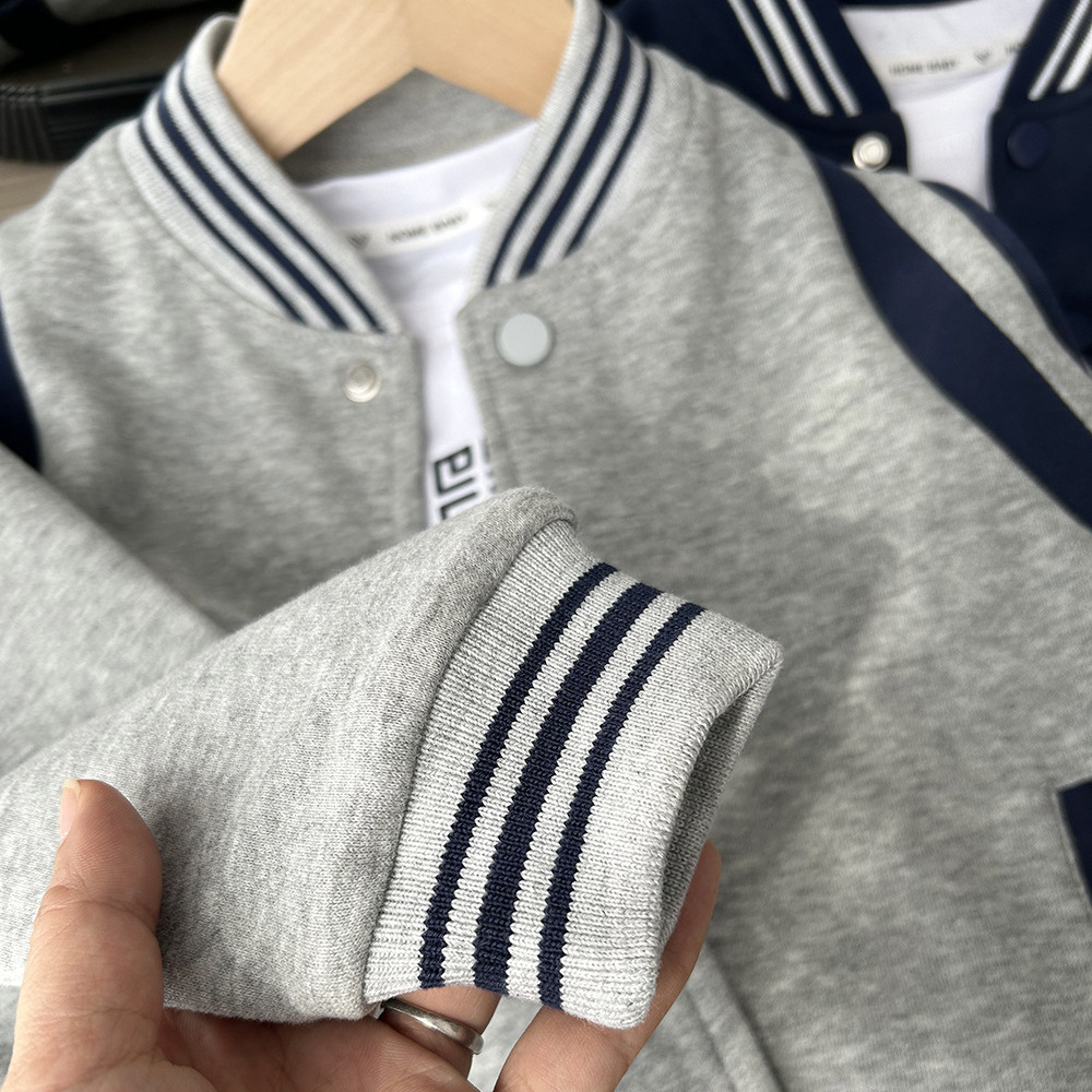 2023 spring new children's clothing medium and large children boys' knitted sportswear sweater baseball uniform jacket wholesale