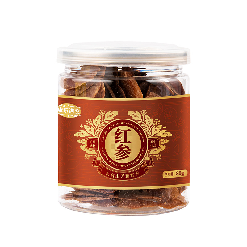Changbai Mountain foot age red ginseng tablets 80g/bottle without sugar red ginseng slices Jilin red ginseng large soup soaking water