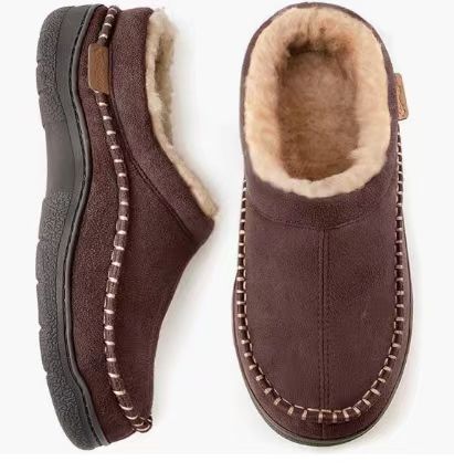 Cross-border cotton slippers autumn and winter indoor home non-slip thermal fleece-lined suede slippers winter men's Amazon