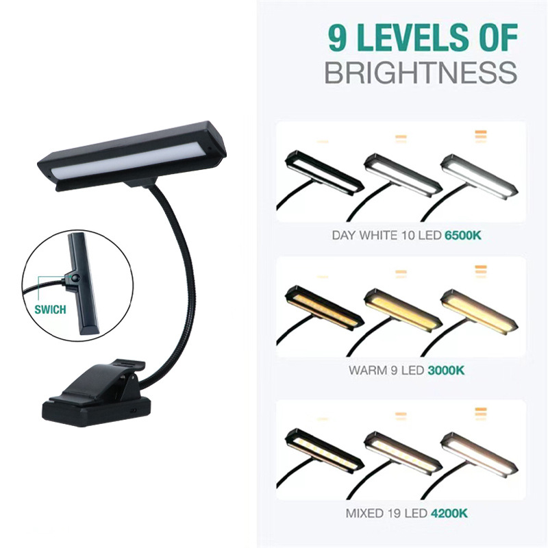 LED eye protection reading lamp reading clip lamp USB charging reading clip lamp music score clip lamp cross-border direct supply