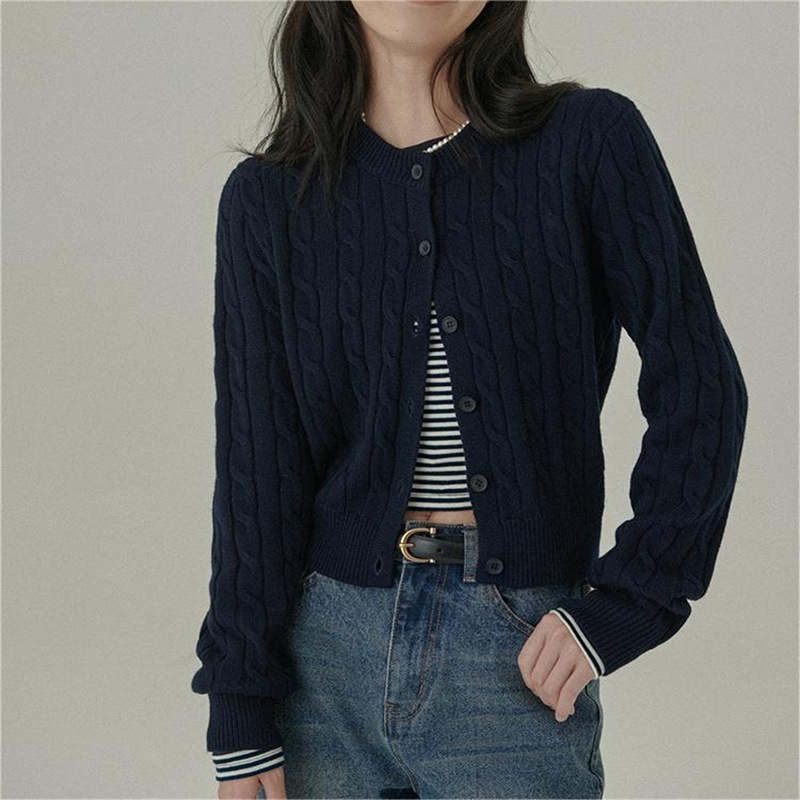 HAVERICE restaurants hold the autumn atmosphere! Autumn girlfriend versatile slightly loose twist wool knitted cardigan