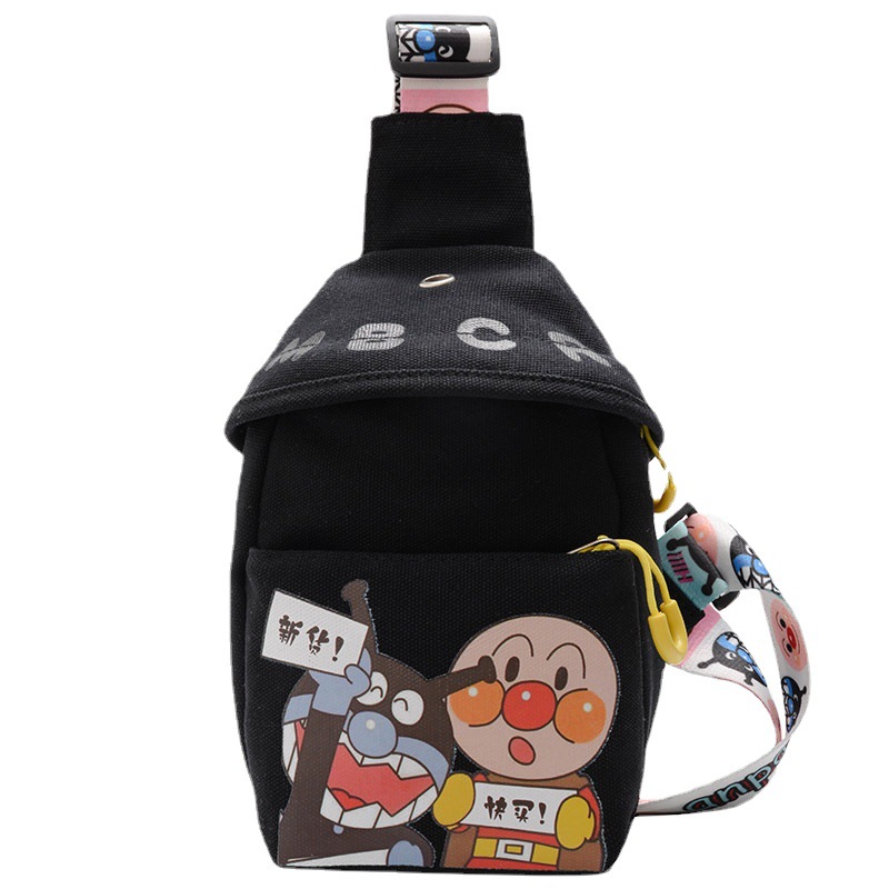 Internet Celebrity Children's Small Satchel New Trendy Fashionable Student Canvas Chest Bag ins All-match Wide Band Shoulder Crossbody Bag