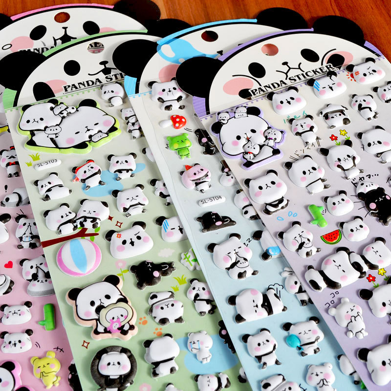 Shanle SL-ST Cute Panda Three-dimensional PVC Bubble Stickers Children's Stickers Kindergarten Children's Reward Stickers