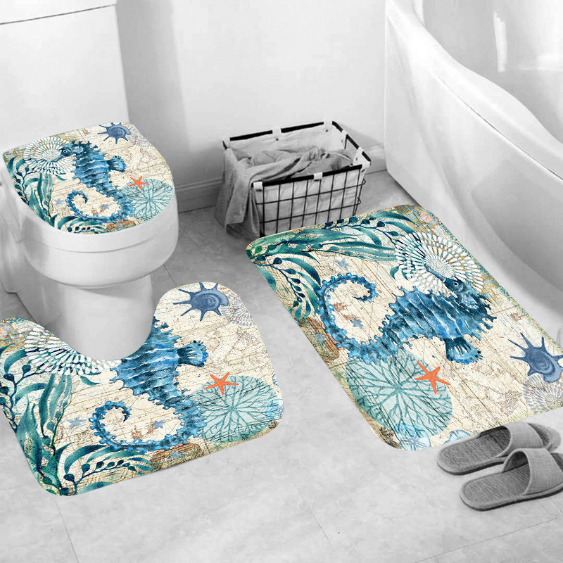 Digital printing 3D shower curtain set wholesale marine waterproof shower curtain mildew proof bathroom curtain toilet waterproof curtain