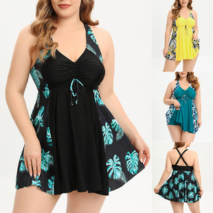 Gelman European and American plus size Swimsuit Women's Foreign Trade New Cross-border Conservative Split Skirt Swimsuit купальн