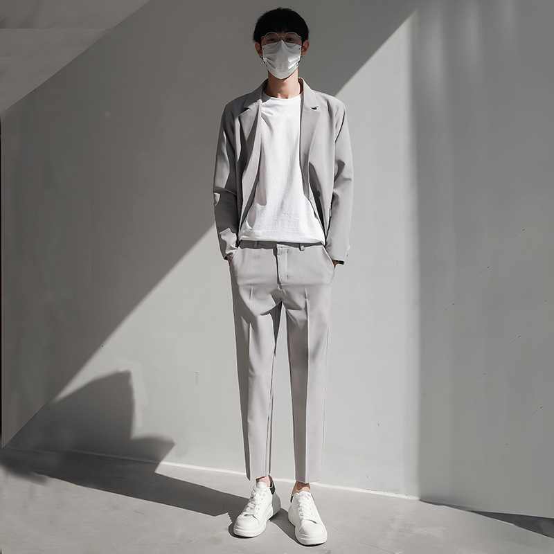 Casual Suit Jacket Men's Spring and Autumn Loose dk Uniform Jacket Korean Fashionable Men's Suit Yuppie Handsome Small Suit