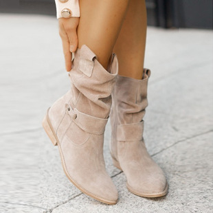 F105749 Autumn and Winter New wish Foreign Trade Low Heel 40-43 Low Heel Suede Low boots for Women boots