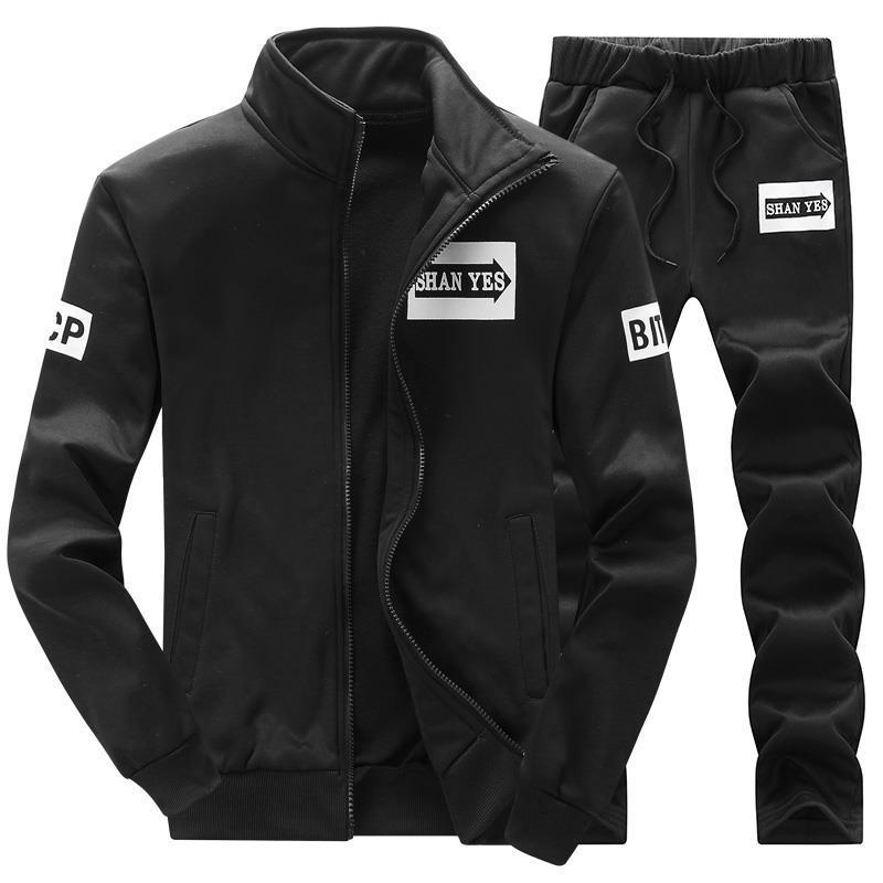 Trendy Sweatshirt Men's Collar Coat Spring and Autumn Casual suit Youth Fat Clothes Trousers Sportswear Men's Clothing