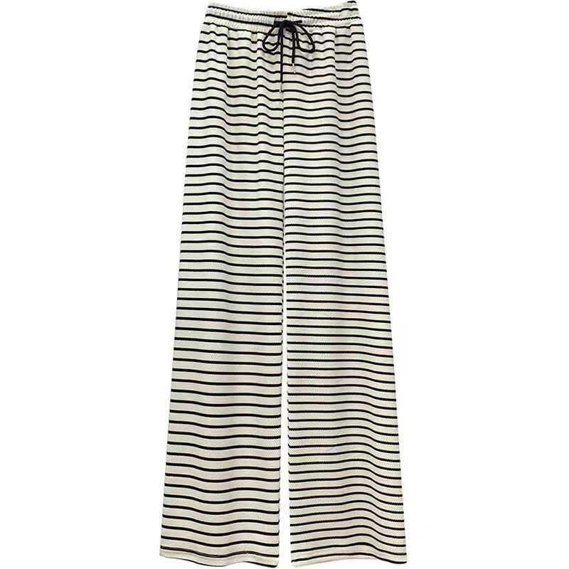 2023 New Arrival Striped Wide-leg Pants Women's Casual Style Pants Instagram Style Trendy All-match Women's High Waist Slim Look Zebra Pattern Casual