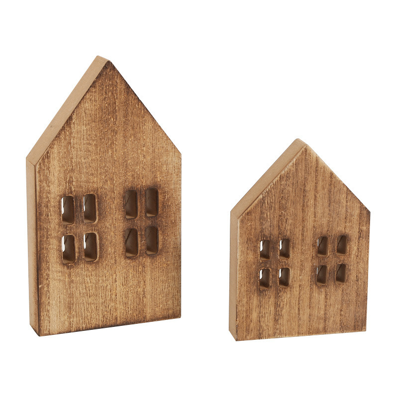 木製工芸品置物ホームデスクトップ木小屋北欧リビング装飾木製品ミニチュアins置物|undefined