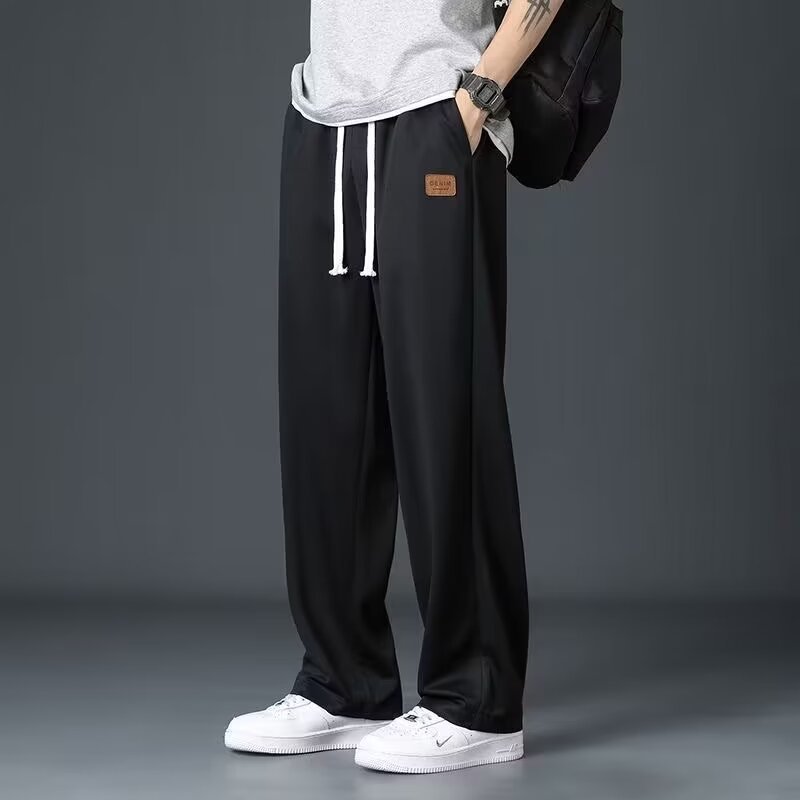 Ice Silk Pendant Summer Thin Wide-leg Pants Men's Loose Straight Pendant Pants Casual Trousers Quick-drying Pants