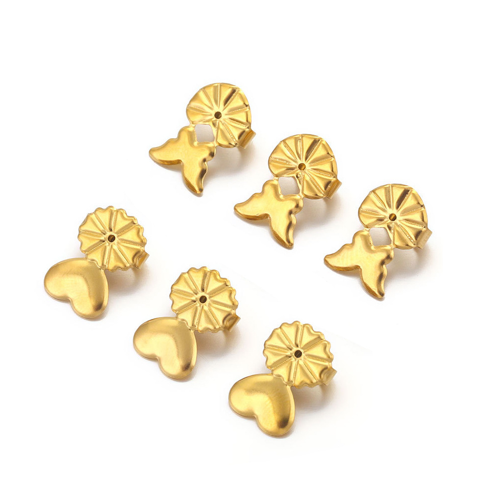 Stainless steel earplugs back device earrings base column DIY heart-shaped butterfly blocking cap earrings making accessories