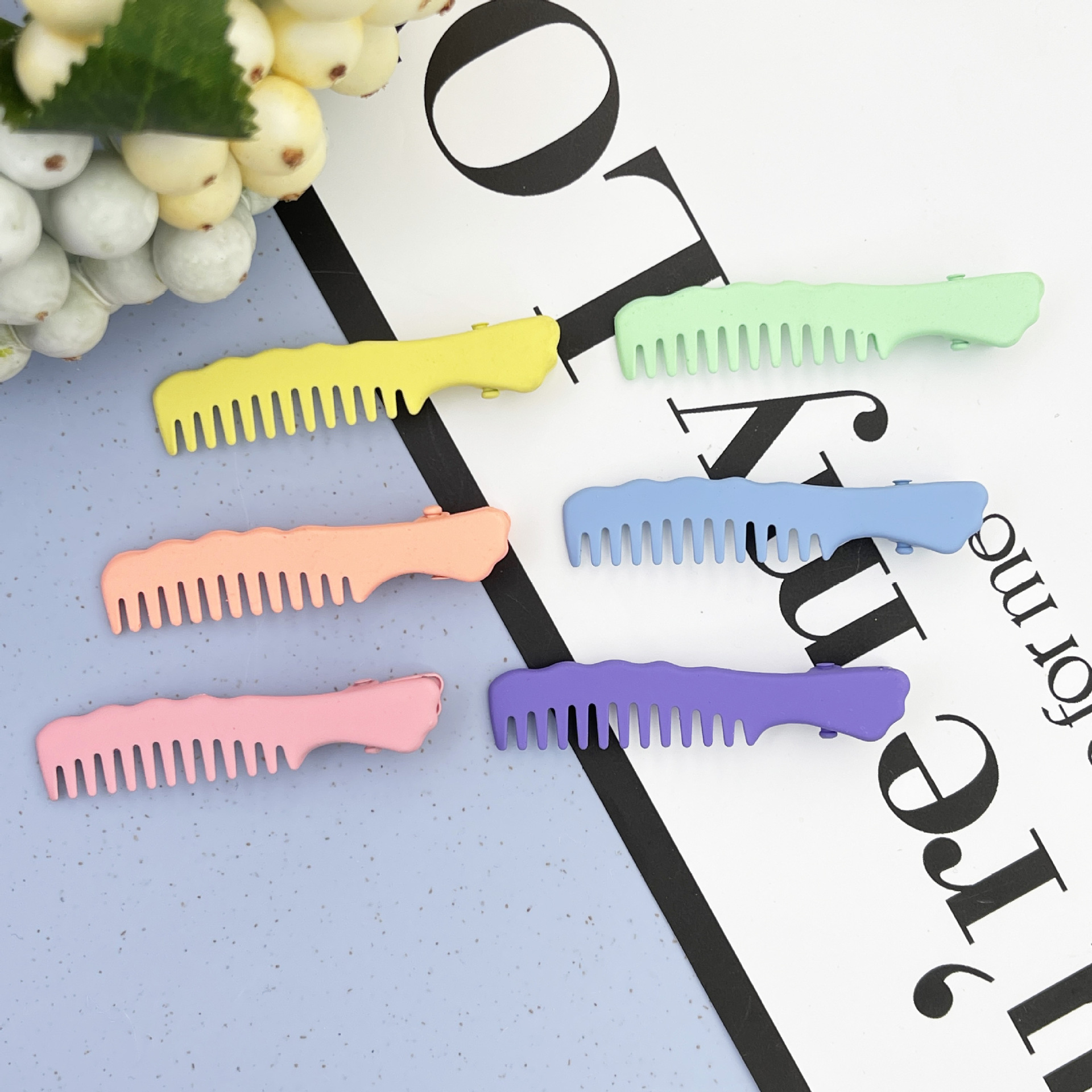 Vernice Macaron Gloss 2024 8 caratteri Fermaglio a becco d'anatra Colore frutta Fermaglio per capelli senza cuciture Accessori per capelli carini Fermaglio laterale Frangia Accessori_voghion.com