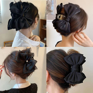 Épingle à cheveux en seersucker double face argentée, pince à cheveux surdimensionnée, épingle à cheveux pour femme, nouveauté 2023_voghion.com