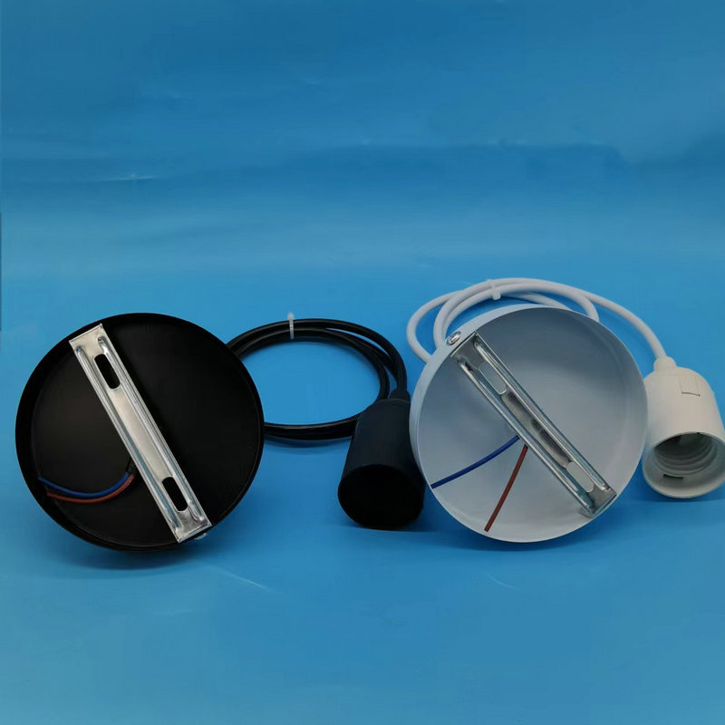 E27 light body lamp holder lamp holder assembly metal lamp Cup ceiling plate hanging wire black and white combination chandelier wiring lamp holder